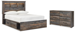 Drystan Full Bookcase Bed with 4 Storage Drawers with Dresser - furniture place usa