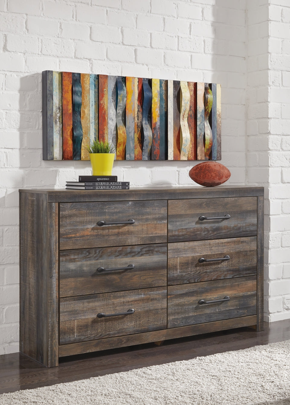 Drystan Queen/Full Bookcase Headboard Bed with Dresser - furniture place usa
