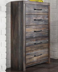 Drystan Queen Panel Headboard Bed with Mirrored Dresser, Chest and 2 Nightstands - furniture place usa