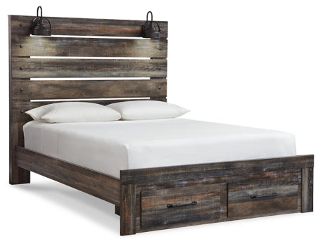 Drystan Queen Panel Bed with 2 Storage Drawers with Mirrored Dresser, Chest and Nightstand - PKG003256 - furniture place usa