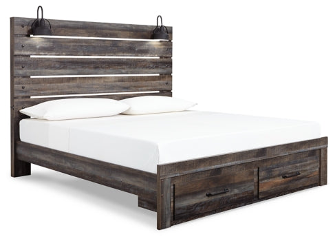 Drystan Queen Panel Bed with 2 Storage Drawers with Mirrored Dresser and 2 Nightstands - PKG003254 - furniture place usa