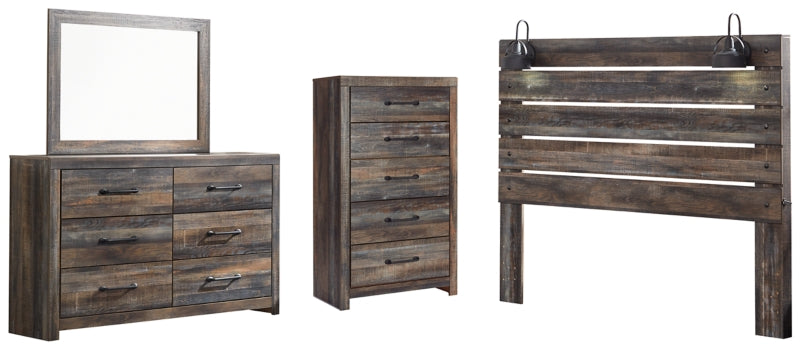 Cambeck King Panel Headboard Bed with Mirrored Dresser and Chest - furniture place usa