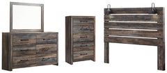 Cambeck King Panel Headboard Bed with Mirrored Dresser and Chest - furniture place usa