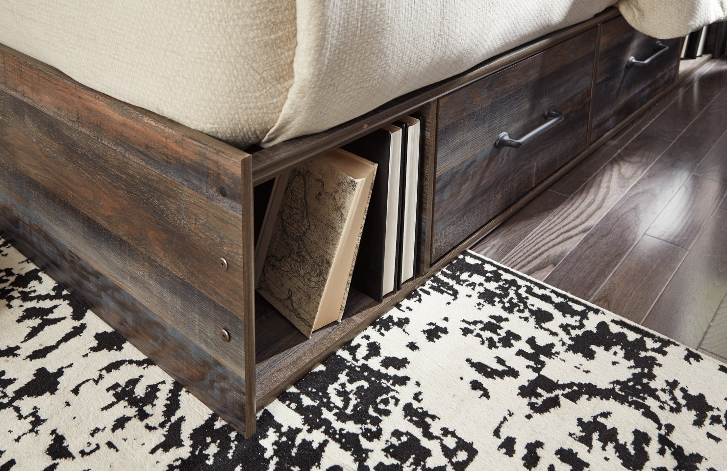 Drystan Full Panel Bed with 4 Storage Drawers with Mirrored Dresser - furniture place usa