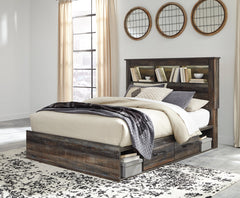 Drystan Queen Bookcase Bed with 4 Storage Drawers with Dresser - furniture place usa