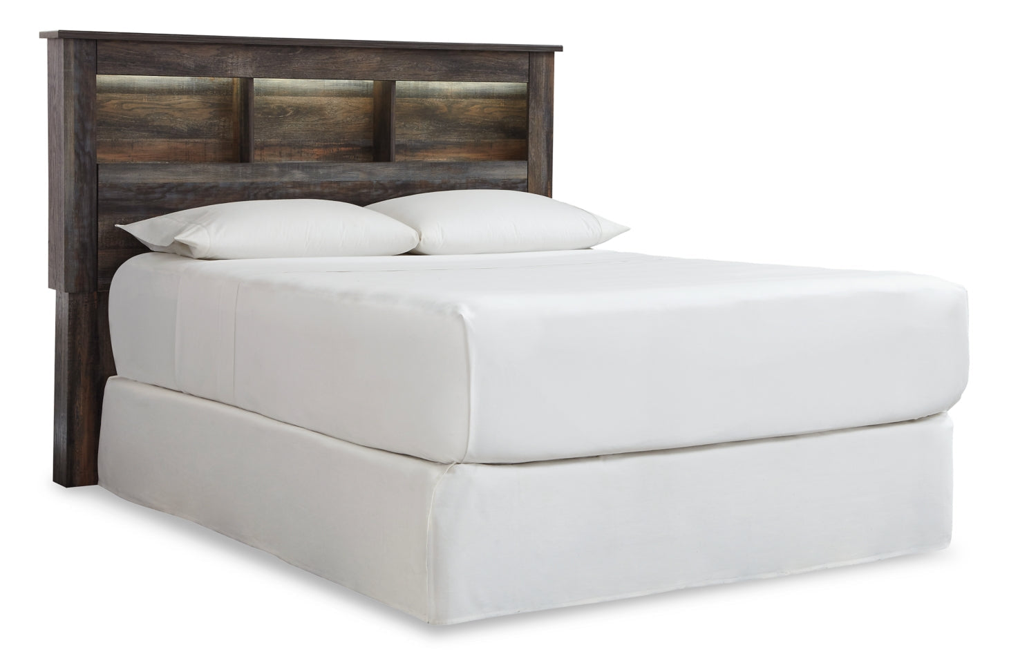 Drystan Queen/Full Bookcase Headboard Bed with Mirrored Dresser - furniture place usa