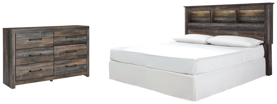 Drystan Queen/Full Bookcase Headboard Bed with Dresser - furniture place usa