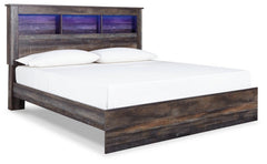 Drystan King Panel Bookcase Bed with Mirrored Dresser, Chest and 2 Nightstands - furniture place usa