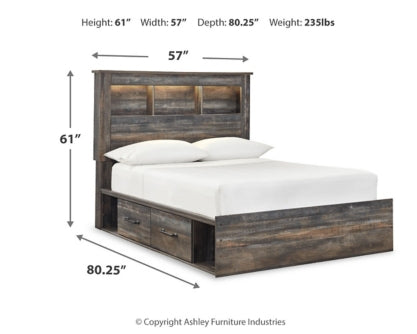 Drystan Full Bookcase Bed with 4 Storage Drawers with Mirrored Dresser, Chest and 2 Nightstands - furniture place usa