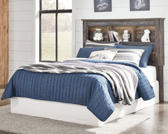 Drystan Full Bookcase Headboard Bed with Mirrored Dresser and Chest - furniture place usa