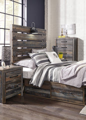 Drystan Full Panel Bed with 4 Storage Drawers with Mirrored Dresser - furniture place usa