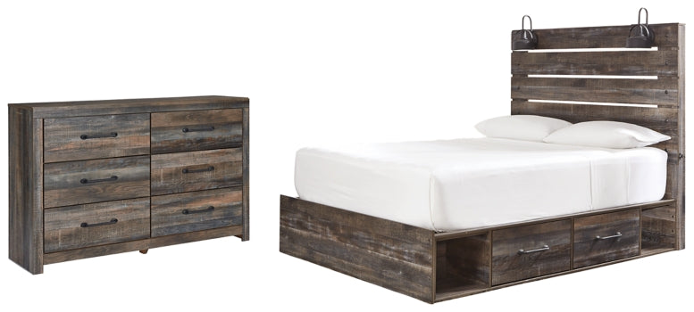 Drystan Queen Panel Bed with 2 Storage Drawers with Dresser - PKG003167 - furniture place usa