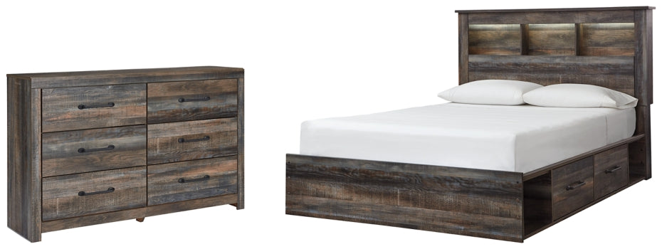 Drystan Queen Bookcase Bed with 2 Storage Drawers with Dresser - PKG003210 - furniture place usa