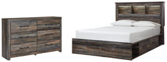 Drystan Queen Bookcase Bed with 2 Storage Drawers with Dresser - PKG003210 - furniture place usa