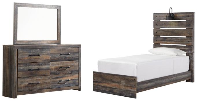 Drystan Twin Panel Bed with Mirrored Dresser - furniture place usa