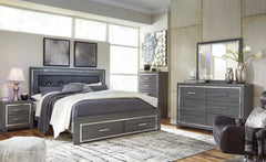 Lodanna King Panel Bed with 2 Storage Drawers with Mirrored Dresser and 2 Nightstands - PKG003568 - furniture place usa