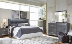 Lodanna King/California King Upholstered Panel Headboard Bed with Mirrored Dresser, Chest and Nightstand - furniture place usa