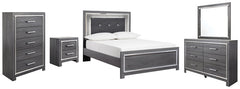 Lodanna Full Panel Bed with Mirrored Dresser, Chest and Nightstand - furniture place usa