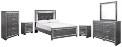 Lodanna Full Panel Bed with Mirrored Dresser, Chest and 2 Nightstands - furniture place usa