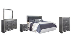 Lodanna King/California King Upholstered Panel Headboard Bed with Mirrored Dresser, Chest and Nightstand - furniture place usa