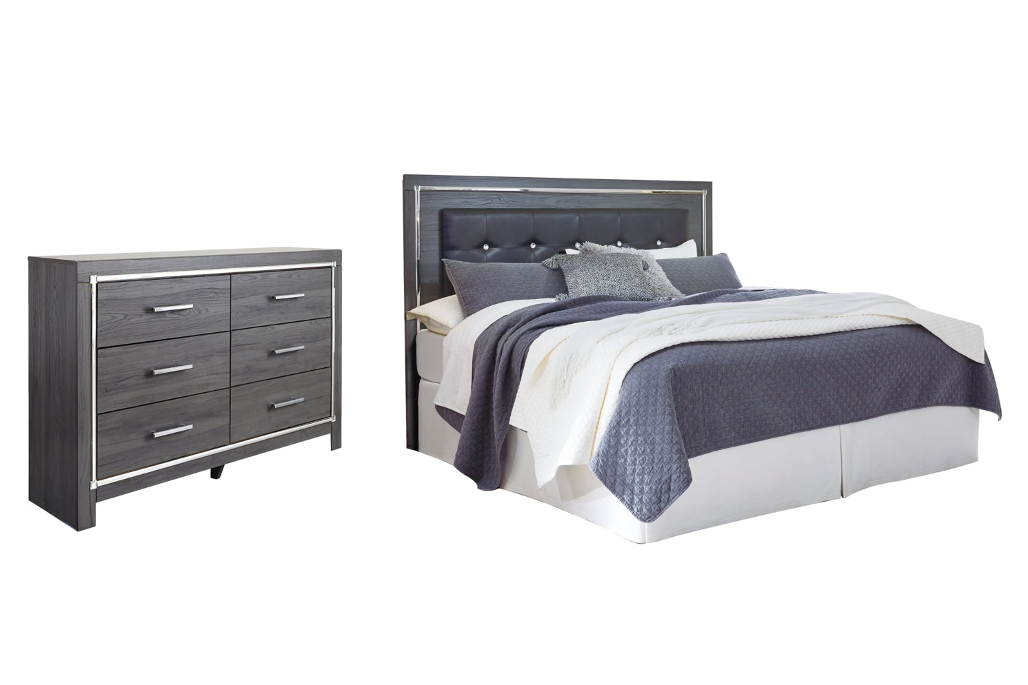 Lodanna King/California King Upholstered Panel Headboard Bed with Dresser - furniture place usa