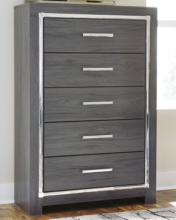 Lodanna Full Panel Bed with Mirrored Dresser and Chest - furniture place usa