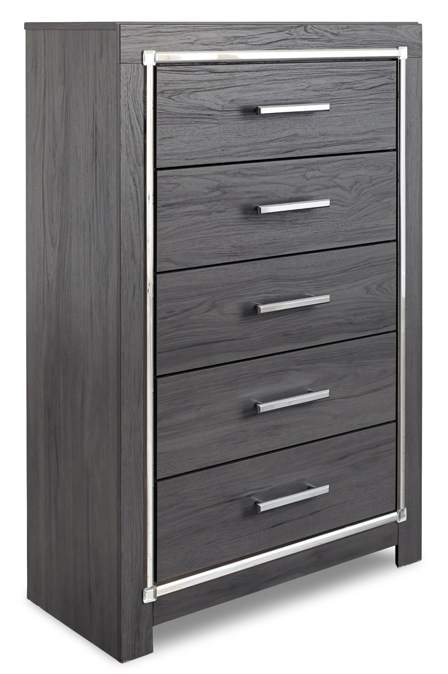 Lodanna King Panel Bed with 2 Storage Drawers with Mirrored Dresser, Chest and Nightstand - PKG003592 - furniture place usa