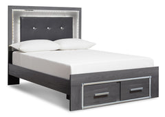 Lodanna Queen Panel Bed with 2 Storage Drawers with Mirrored Dresser and 2 Nightstands - PKG003602 - furniture place usa