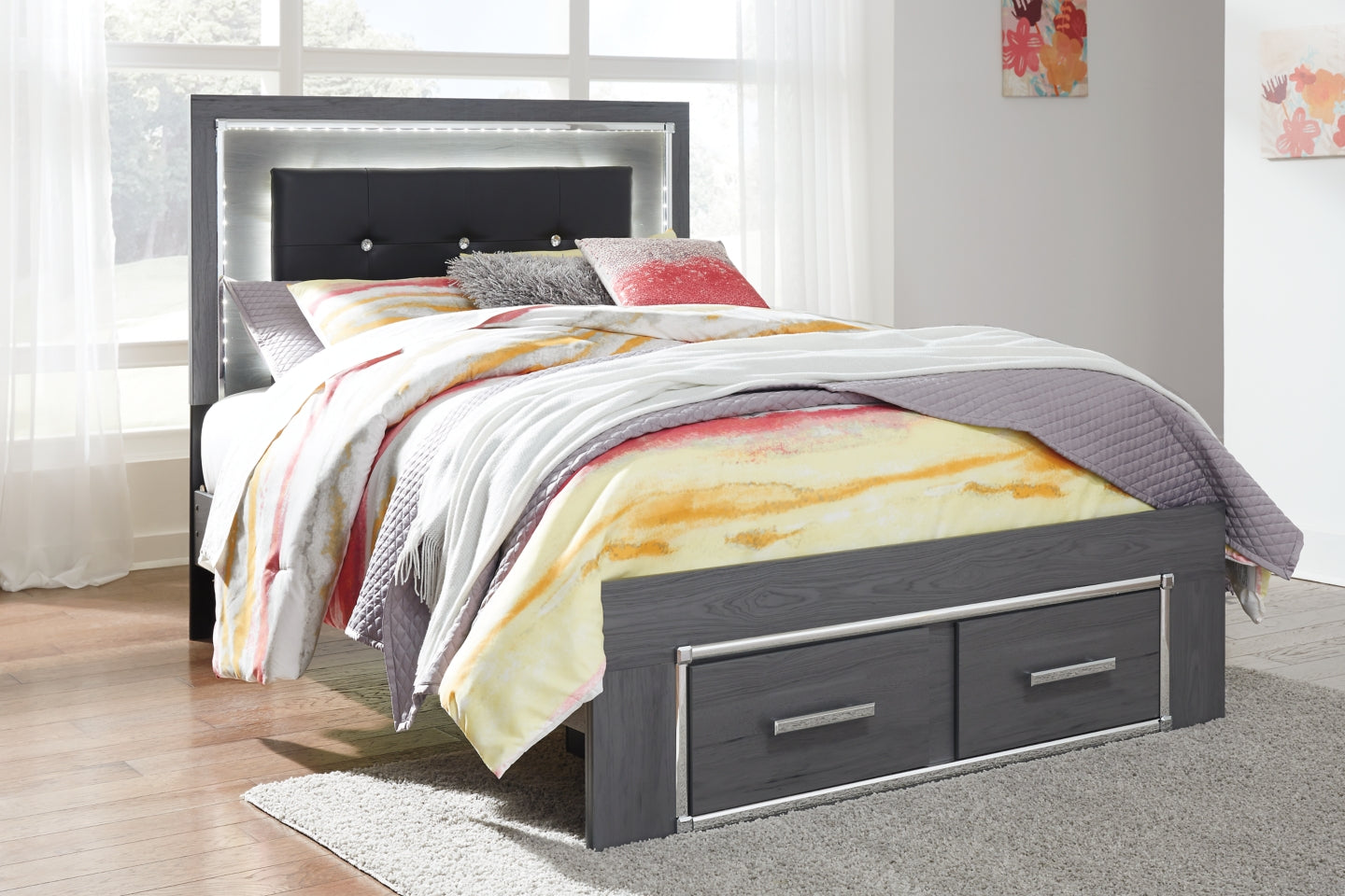 Lodanna Full Panel Bed with 2 Storage Drawers with Dresser - furniture place usa