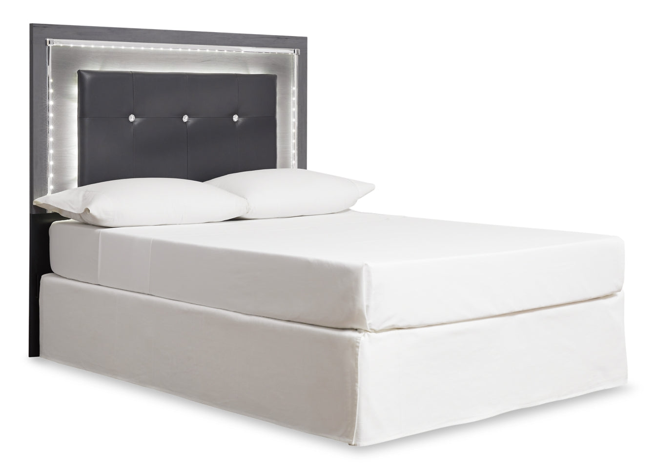 Lodanna Queen/Full Upholstered Panel Headboard Bed with Mirrored Dresser and Chest - furniture place usa