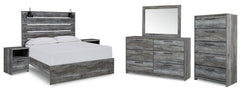Baystorm Queen Panel Bed with Mirrored Dresser, Chest and 2 Nightstands - furniture place usa