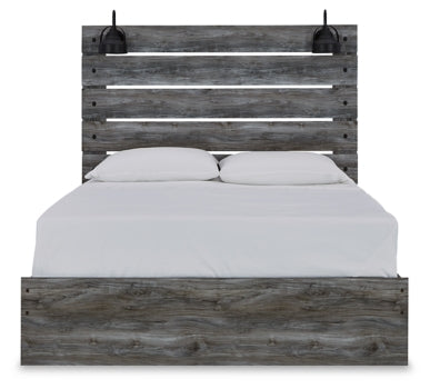 Baystorm Queen Panel Bed with Mirrored Dresser, Chest and 2 Nightstands - furniture place usa