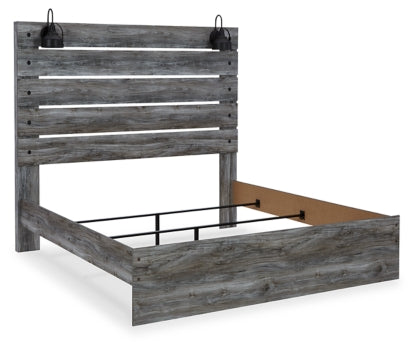 Baystorm Queen Panel Bed with Mirrored Dresser, Chest and 2 Nightstands - furniture place usa