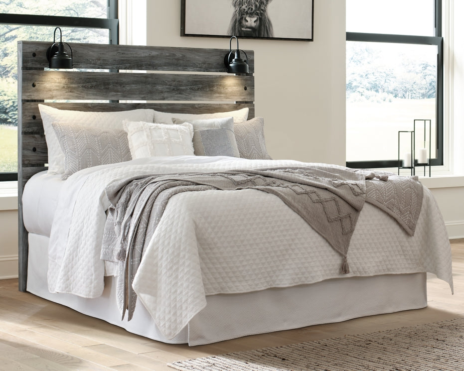 Baystorm Queen Panel Headboard with Mirrored Dresser, Chest and Nightstand - furniture place usa