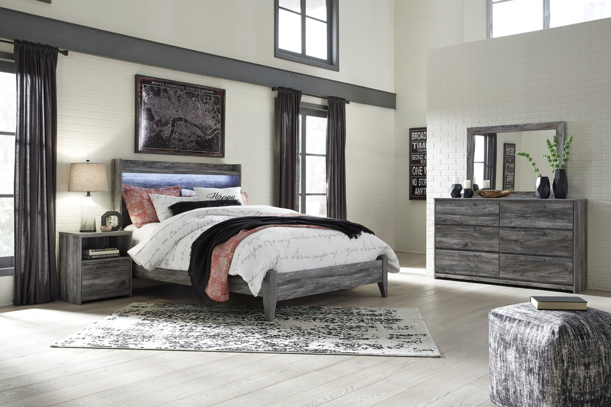 Baystorm Queen Panel Bed with Mirrored Dresser and Nightstand - PKG014143 - furniture place usa