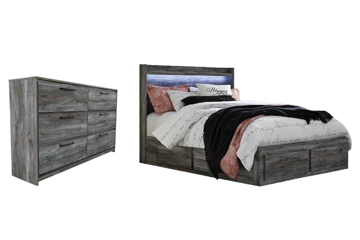 Baystorm Queen Panel Bed with 4 Storage Drawers with Dresser - furniture place usa