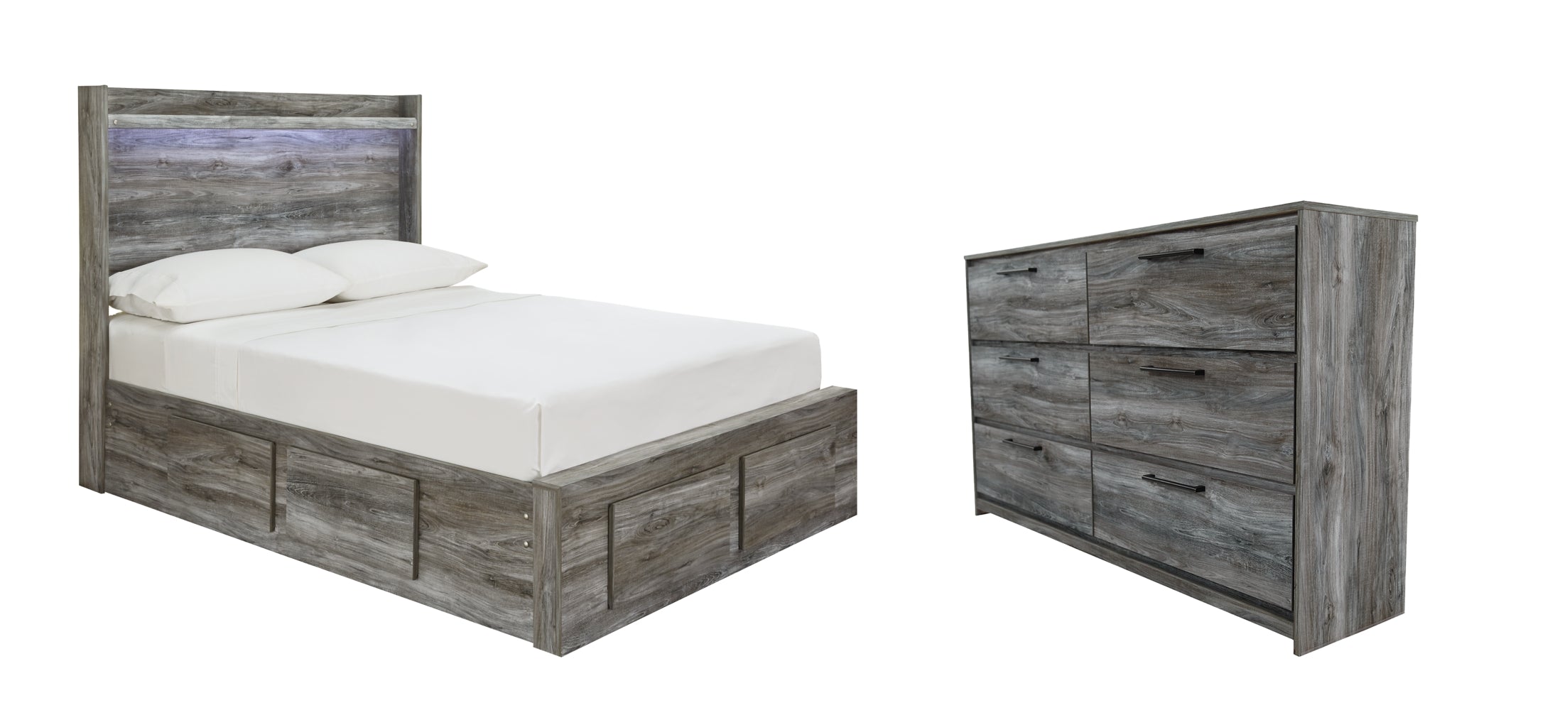 Baystorm Full Panel Bed with 6 Storage Drawers with Dresser - furniture place usa