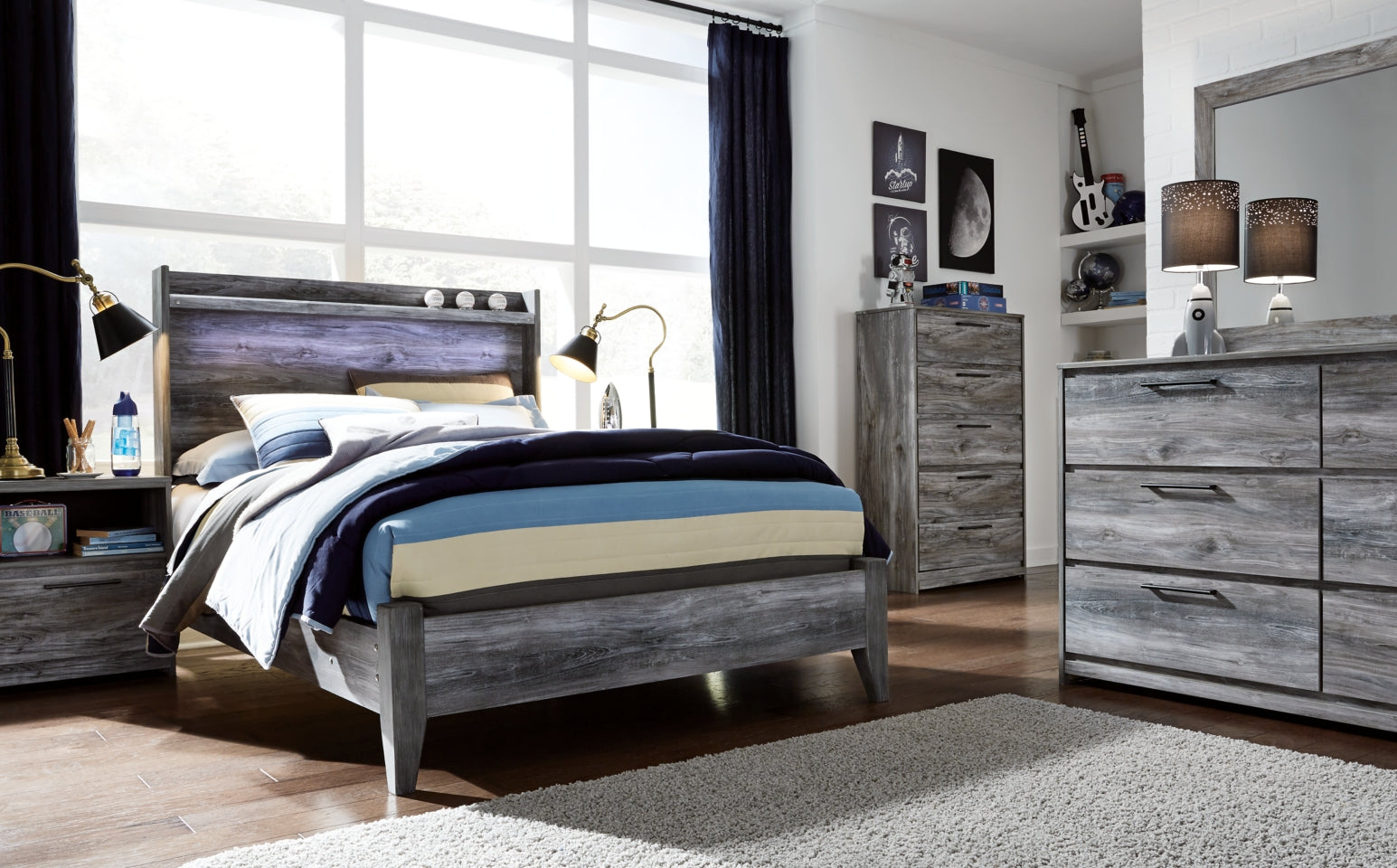 Baystorm Queen Panel Bed with Dresser - PKG007569 - furniture place usa