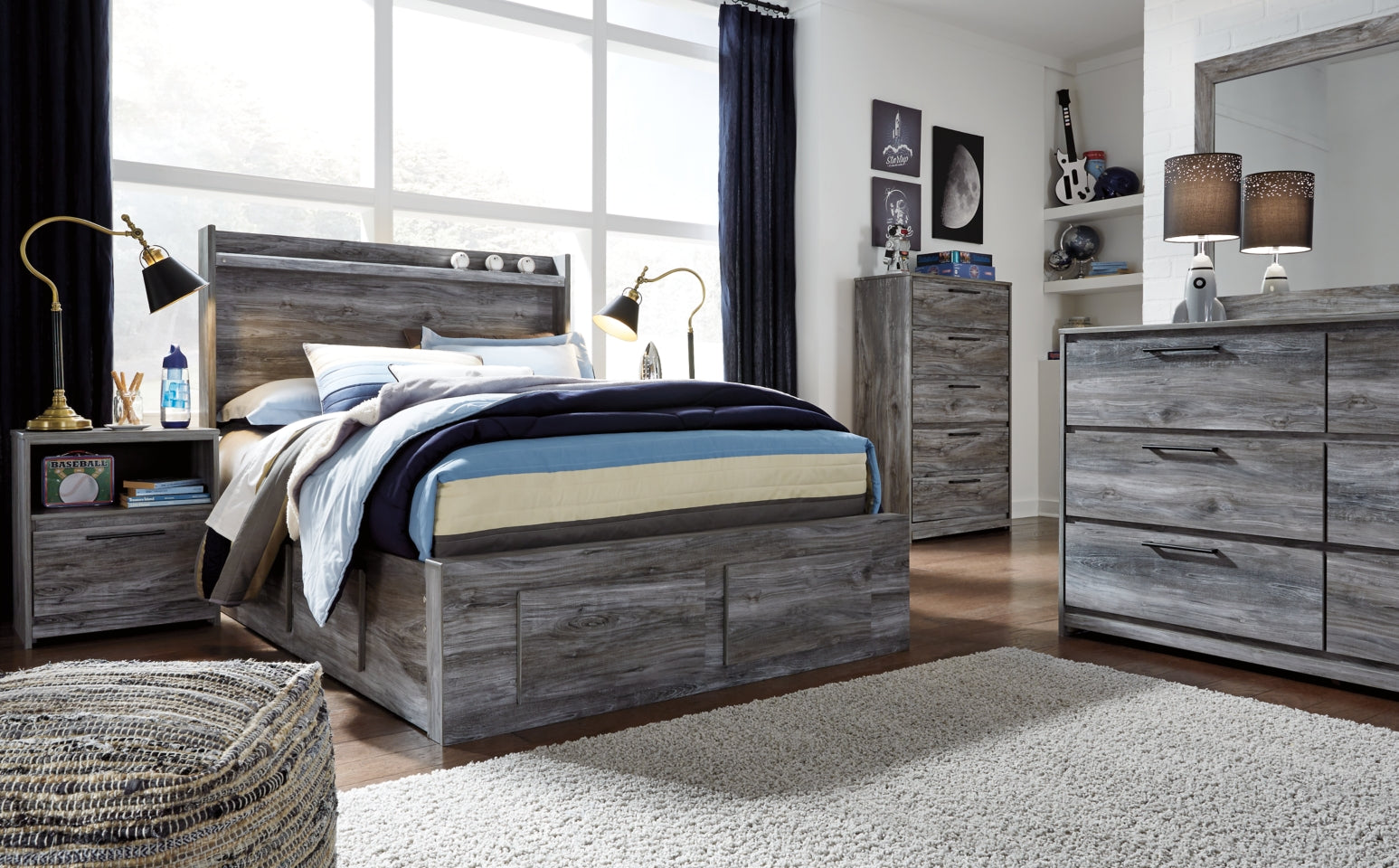 Baystorm Queen Panel Bed with 2 Storage Drawers - furniture place usa
