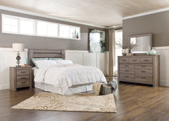 Zelen Queen Panel Headboard with Mirrored Dresser and Nightstand - furniture place usa