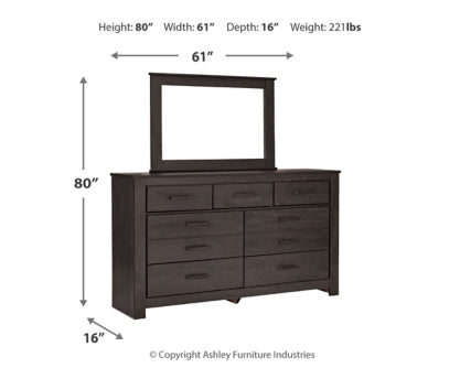 Brinxton Queen/Full Panel Headboard Bed with Mirrored Dresser, Chest and Nightstand - furniture place usa