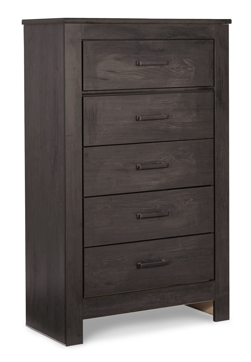 Brinxton Queen/Full Panel Headboard Bed with Mirrored Dresser, Chest and Nightstand - furniture place usa