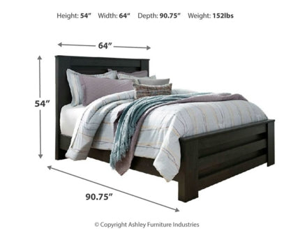 Brinxton Queen/Full Panel Headboard Bed with Mirrored Dresser, Chest and Nightstand - furniture place usa
