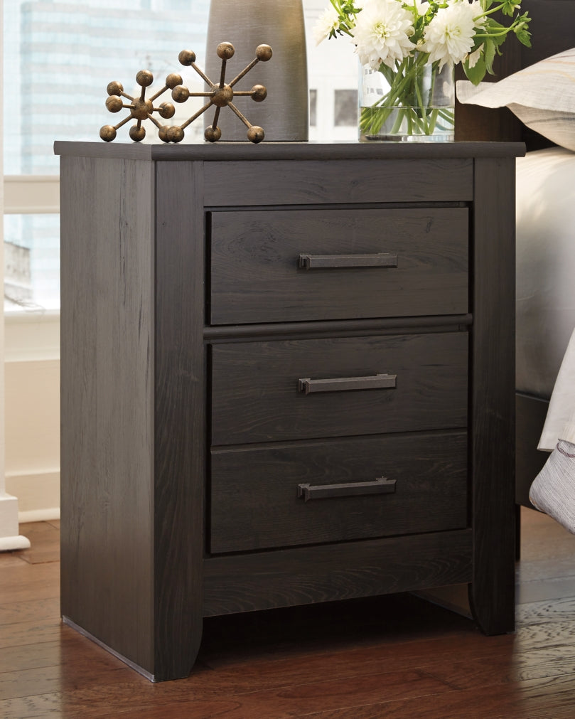 Brinxton Queen/Full Panel Headboard Bed with Mirrored Dresser, Chest and Nightstand - furniture place usa
