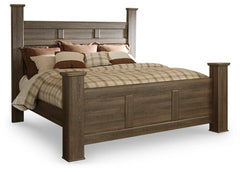 Juararo King Poster Bed with Mirrored Dresser and Nightstand - furniture place usa