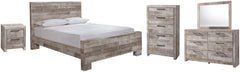 Effie Queen Panel Bed with Mirrored Dresser, Chest and Nightstand - furniture place usa