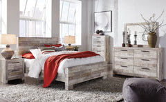 Effie Queen Panel Bed with Mirrored Dresser, Chest and Nightstand - furniture place usa
