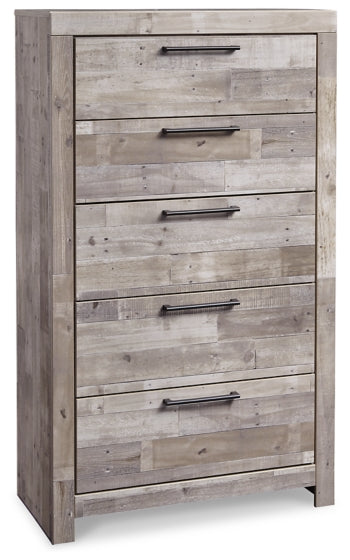 Effie Queen Panel Bed with Mirrored Dresser, Chest and Nightstand - furniture place usa