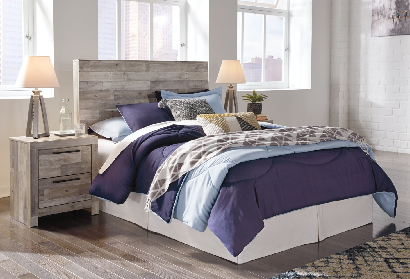 Effie Twin Panel Headboard Bed with Mirrored Dresser - furniture place usa