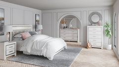 Altyra Queen Panel Headboard Bed with Mirrored Dresser and Chest - furniture place usa